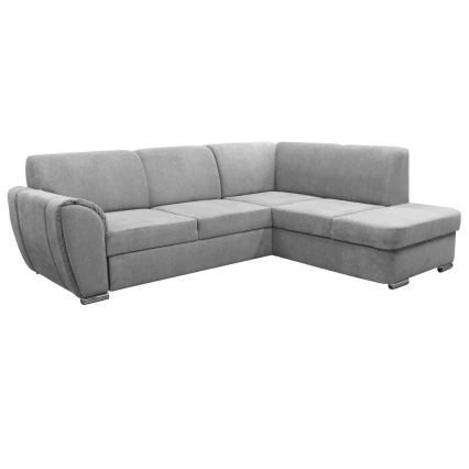SERPA right-hand L-shaped corner sofa bed with storage, grey