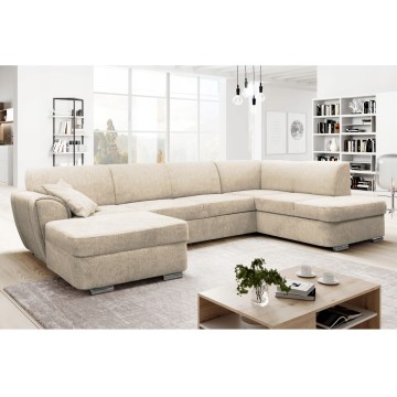 SERPA U-shaped right-hand corner sofa bed with storage, beige
