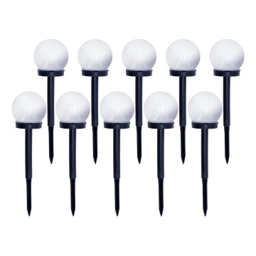 SET 10x LED Solar lamp LED/0,12W/1,2V 6500K IP44 black/white