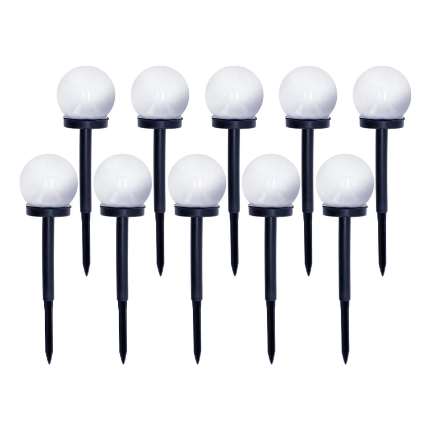 SET 10x LED Solar lamp LED/0,12W/1,2V 6500K IP44 black/white