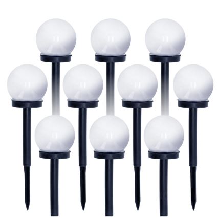 SET 10x LED Solar lamp LED/0,12W/1,2V 6500K IP44 black/white