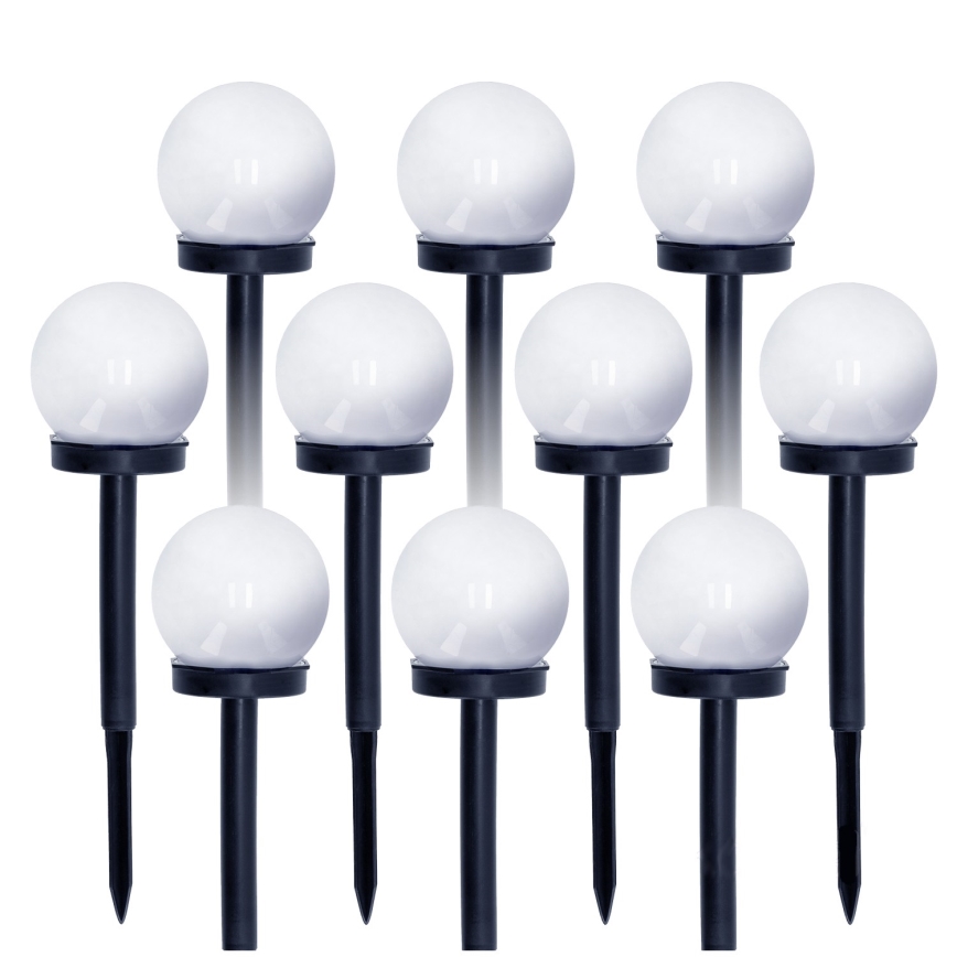 SET 10x LED Solar lamp LED/0,12W/1,2V 6500K IP44 black/white