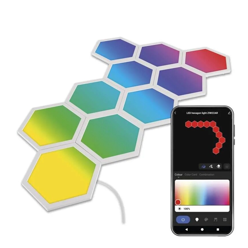 SET 10x RGBIC Dimmable panel LED/1,9W/230V Wi-Fi Tuya