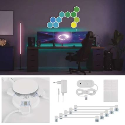 SET 10x RGBIC Dimmable panel LED/1,9W/230V Wi-Fi Tuya