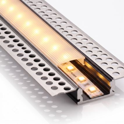 SET 1x FLEX LED strip with motion sensor LED/3.6W/4xAA 2 m + 2x recessed profiles 1 m silver/white