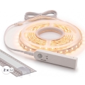 SET 1x FLEX LED strip with motion sensor, 3.6 W / 4x AA, 2 m + 2x 1 m recessed profiles, silver/white