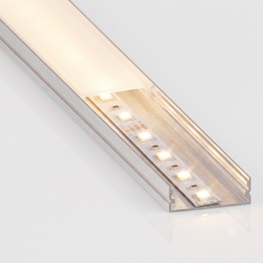 SET 1x LED strip with motion sensor FLEX LED/3.6W/4xAA 2 m + 2x recessed profile 1 m silver/white
