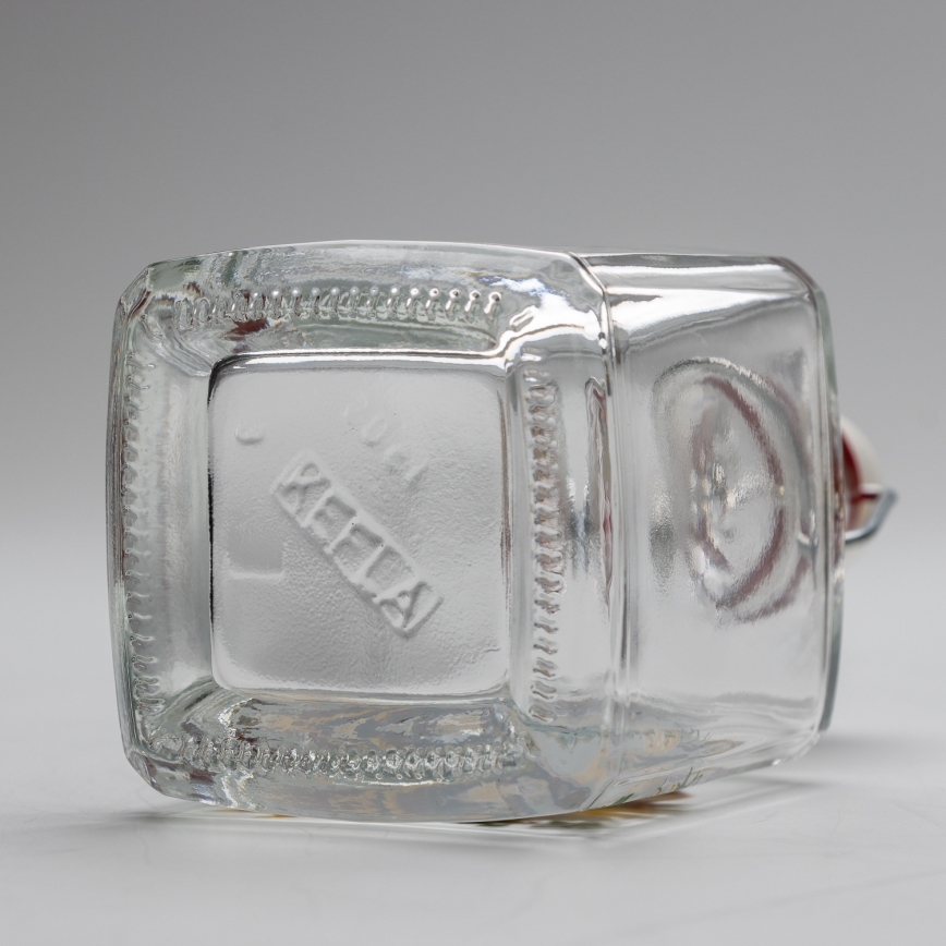 Set 1x glass bottle and 2x glass for shots clear with a fox motif
