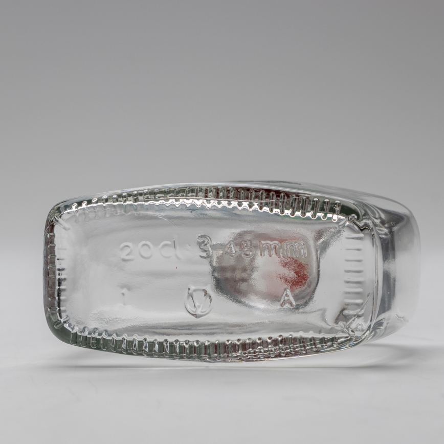 Set 1x glass bottle and 2x glass for shots clear with a plum motif