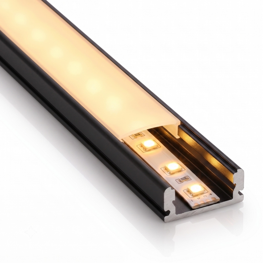 SET 1x LED strip with motion sensor FLEX LED/3.6W/4xAA 2 m + 2x recessed profile 1 m black/white
