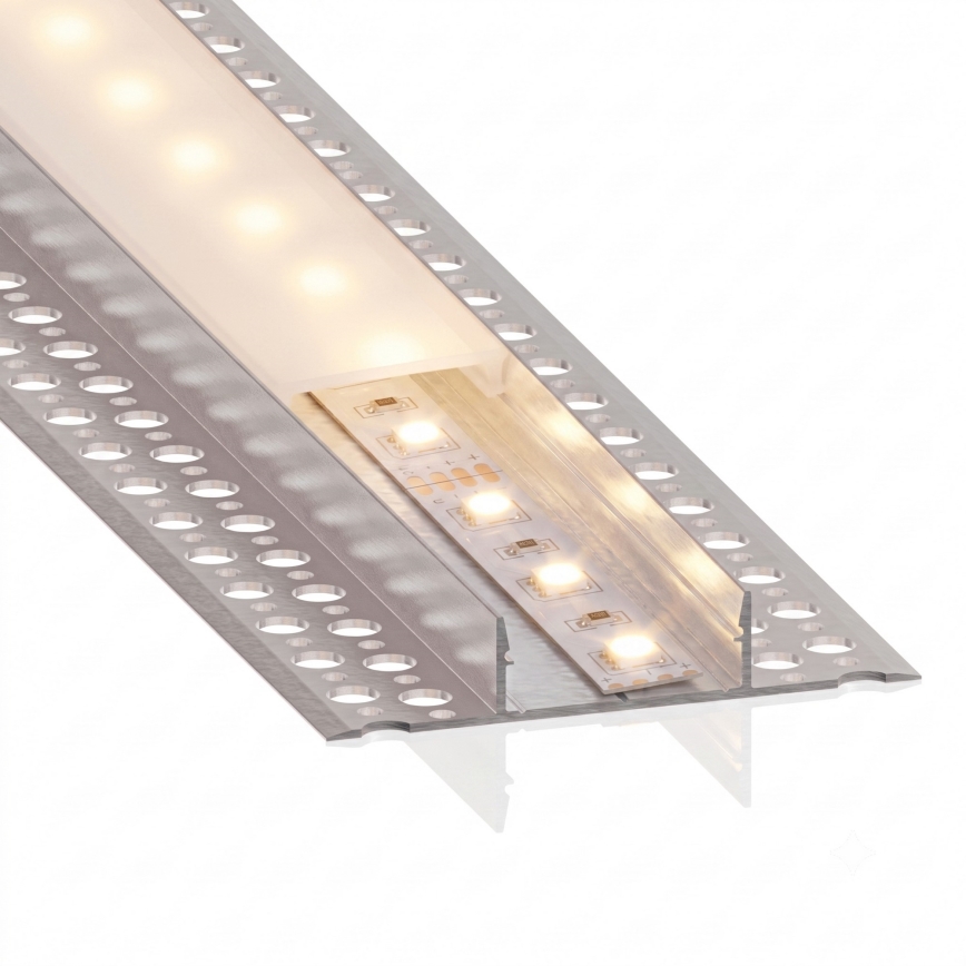 SET 1x FLEX LED strip with motion sensor, 3.6 W / 4x AA, 2 m + 2x 1 m recessed profiles, silver/white