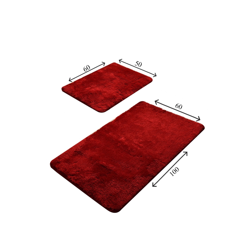 SET 2x Bathroom mat 60/100 cm red