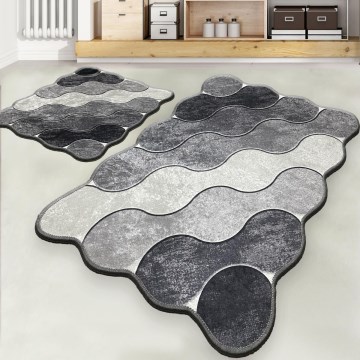 SET 2x Bathroom mat CIRCLE 60/100 cm grey