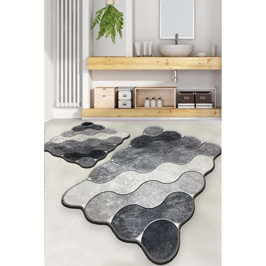SET 2x Bathroom mat CIRCLE 60/100 cm grey