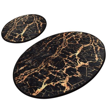 SET 2x Bathroom mat GOLDES 60/100 cm black/gold