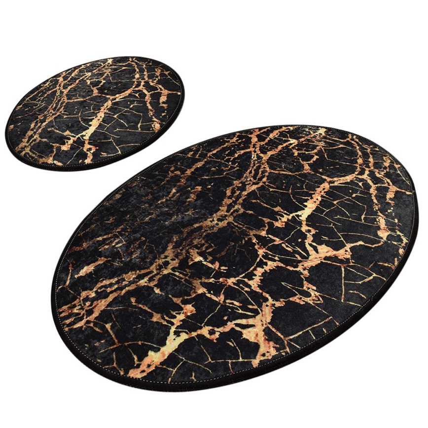 SET 2x Bathroom mat GOLDES 60/100 cm black/gold