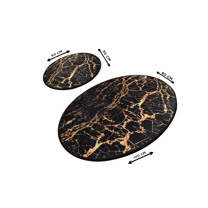 SET 2x Bathroom mat GOLDES 60/100 cm black/gold