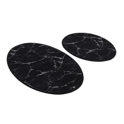 SET 2x Bathroom mat MARBLE 50x60/60x100 cm black