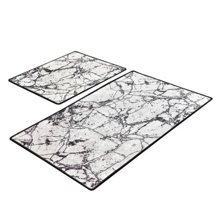 SET 2x Bathroom mat MARBLE 60/100 cm white/black
