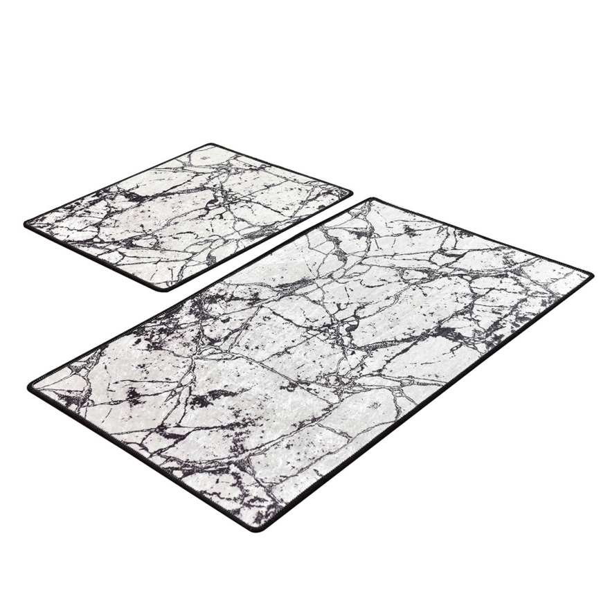 SET 2x Bathroom mat MARBLE 60/100 cm white/black