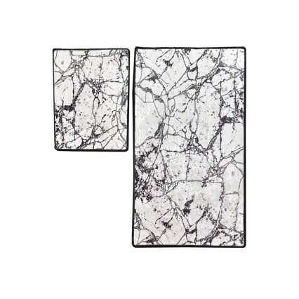 SET 2x Bathroom mat MARBLE 60/100 cm white/black