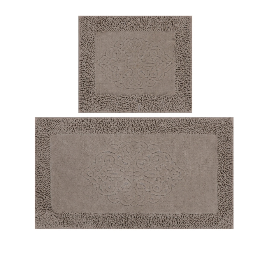 SET 2x Bathroom mat PIANTE 60/100 cm brown