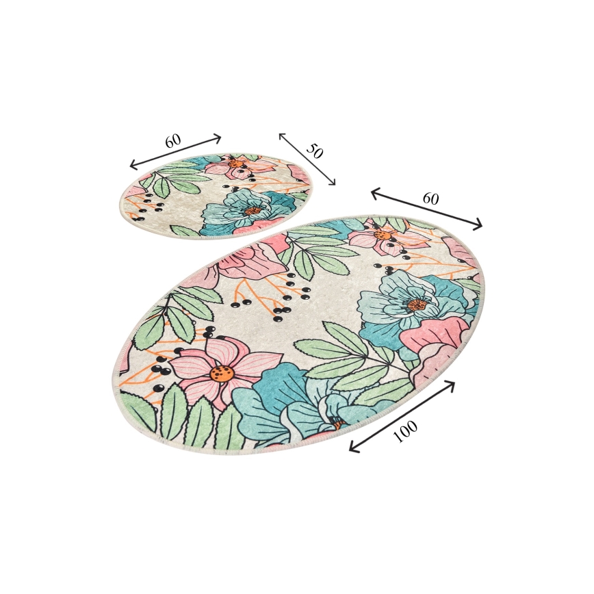 SET 2x Bathroom mat SPRING 60/100 cm colorful
