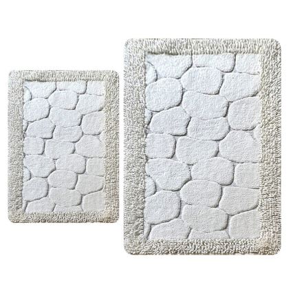 SET 2x Bathroom mat STONE 60/100 cm white