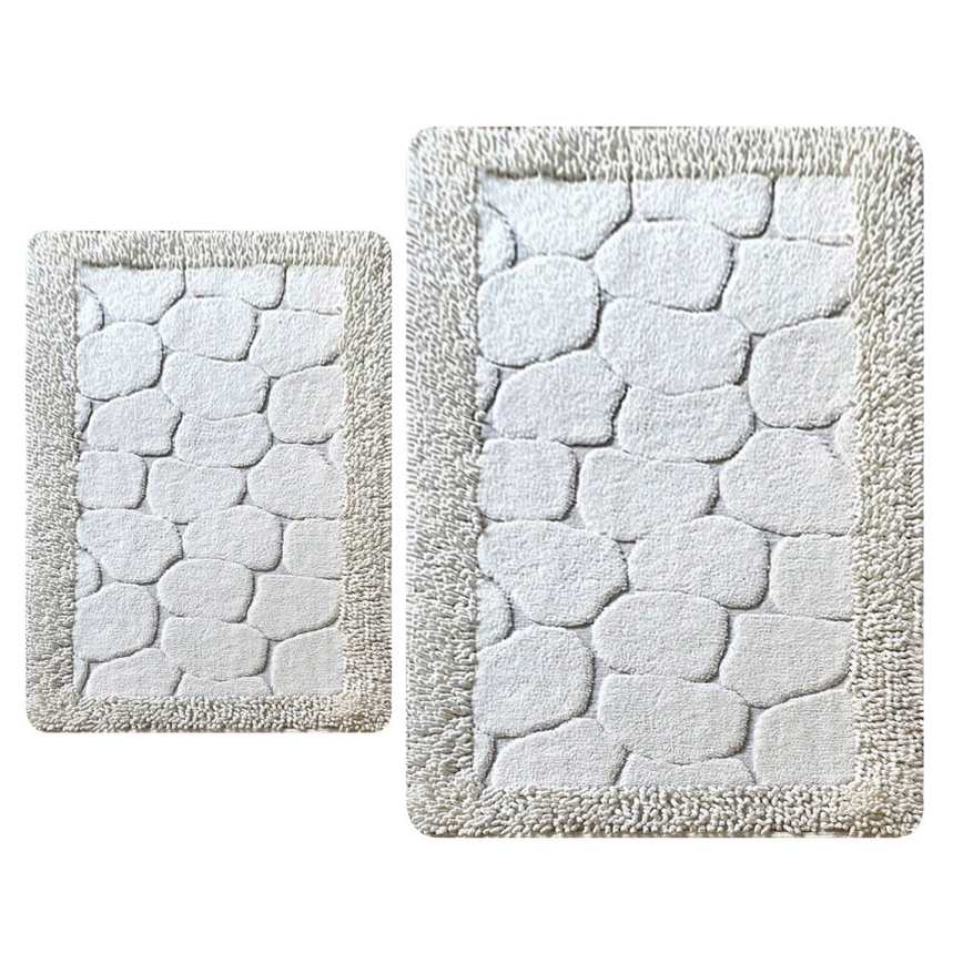 SET 2x Bathroom mat STONE 60/100 cm white