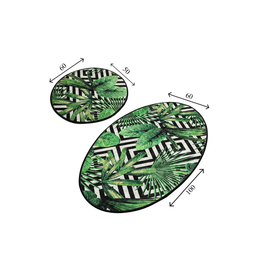 SET 2x Bathroom mat TROPIC 60/100 cm green