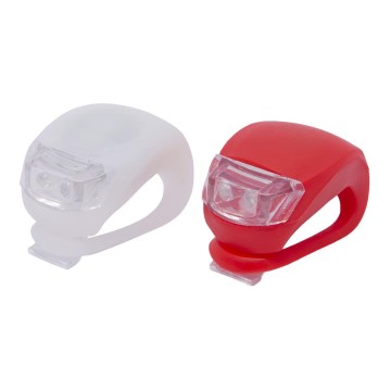 SET 2x Bicycle light LED/1xCR2032 IP44 red/white