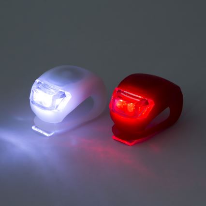 SET 2x Bicycle light LED/1xCR2032 IP44 red/white