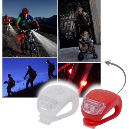 SET 2x Bicycle light LED/1xCR2032 IP44 red/white