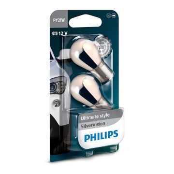 SET 2x Car bulb Philips SILVER VISION 12496SVB2 PY21W BAU15s/21W/12V