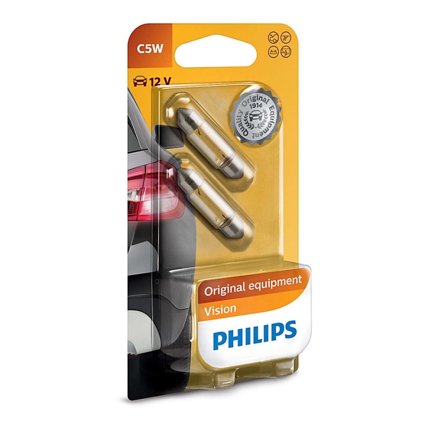 SET 2x Car bulb Philips VISION 12844B2 C5W SW8,5/5W/12V