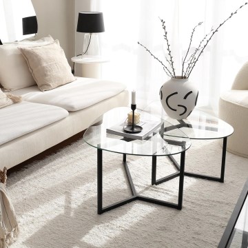 SET 2x Coffee table BELLISIMO black/clear