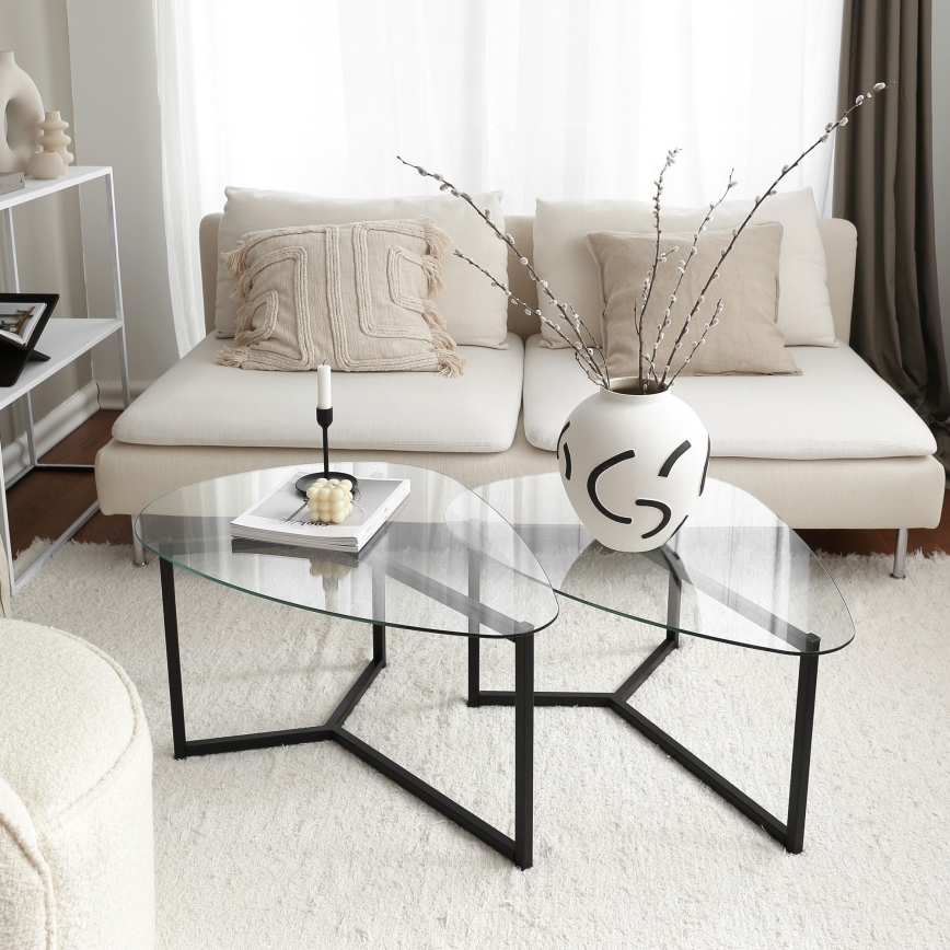 SET 2x Coffee table BELLISIMO black/clear
