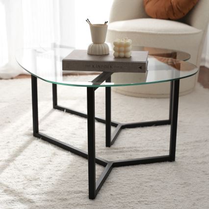 SET 2x Coffee table BELLISIMO black/clear
