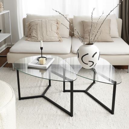 SET 2x Coffee table BELLISIMO black/clear