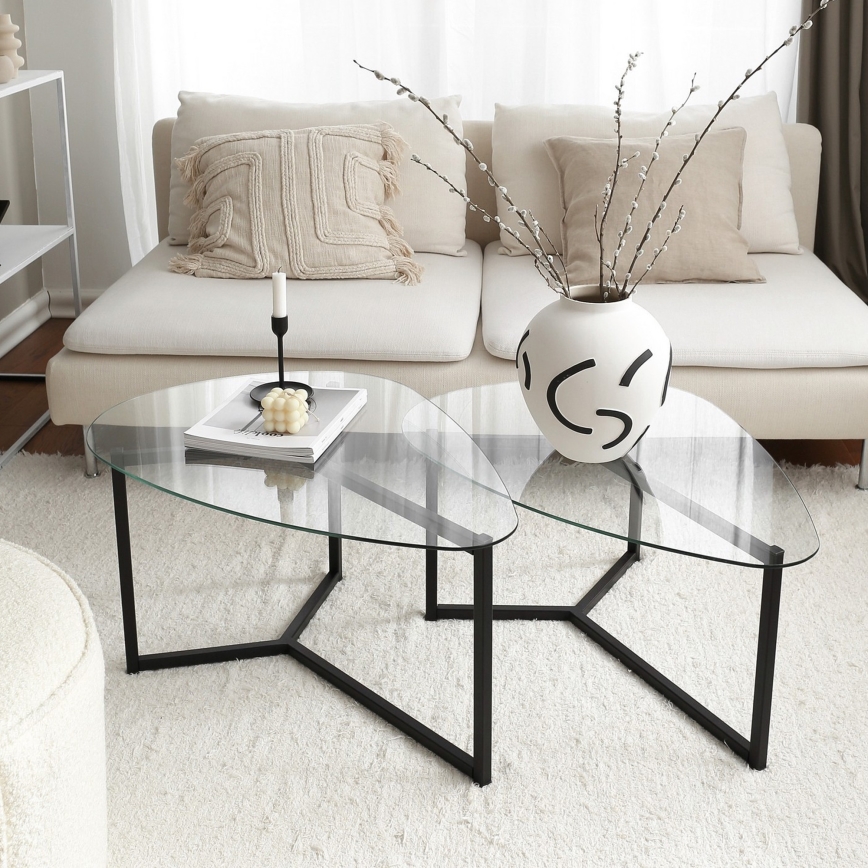 SET 2x Coffee table BELLISIMO black/clear