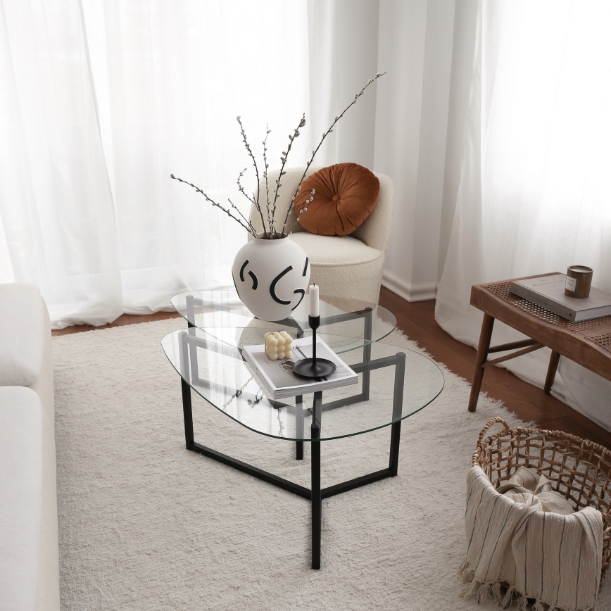 SET 2x Coffee table BELLISIMO black/clear