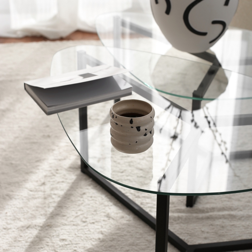 SET 2x Coffee table BELLISIMO black/clear