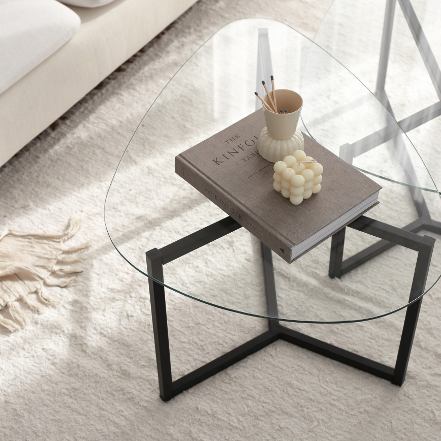 SET 2x Coffee table BELLISIMO black/clear