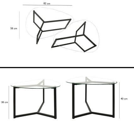 SET 2x Coffee table BELLISIMO black/clear