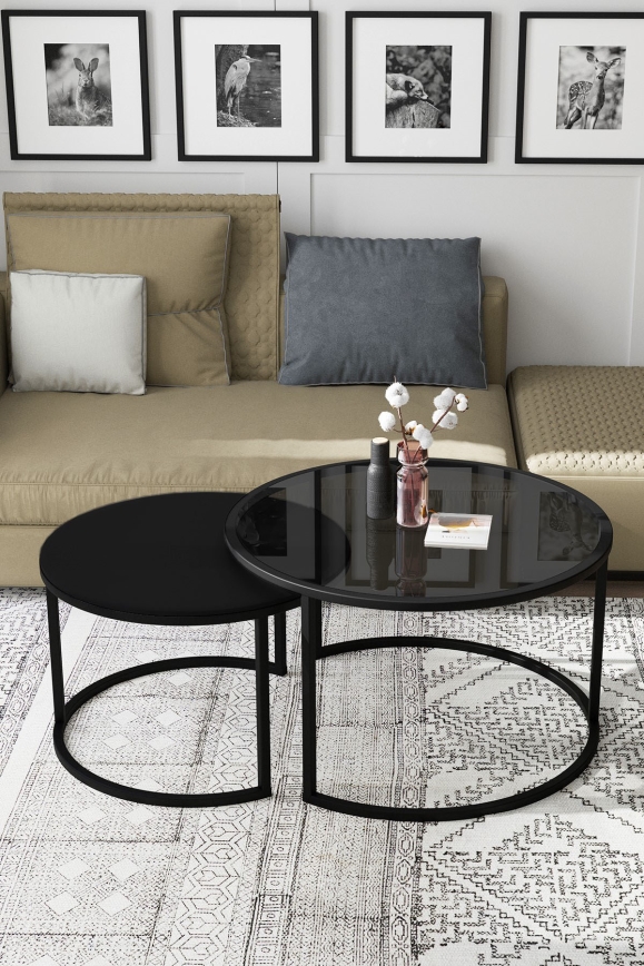 SET 2x Coffee table BORA d. 57/75 cm black