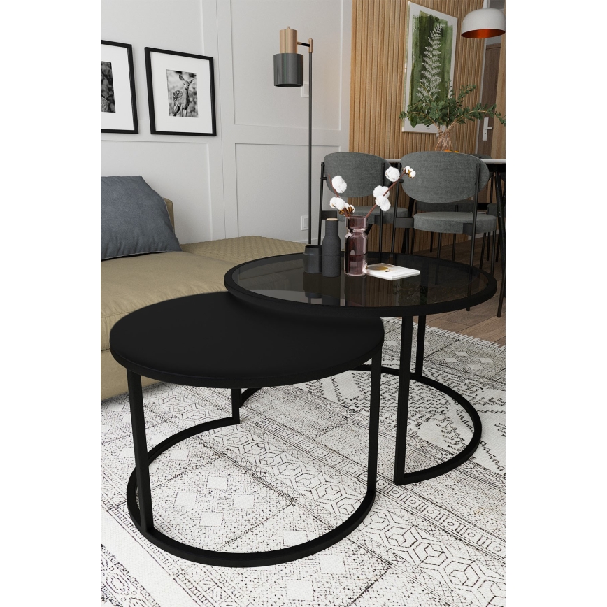 SET 2x Coffee table BORA d. 57/75 cm black