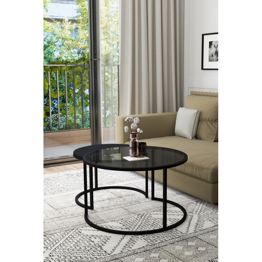 SET 2x Coffee table BORA d. 57/75 cm black