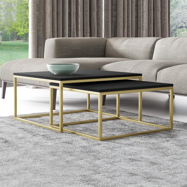 SET 2x Coffee table DUAL black/gold