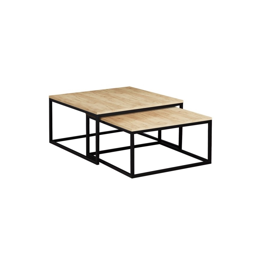 SET 2x Coffee table DUAL golden oak/black