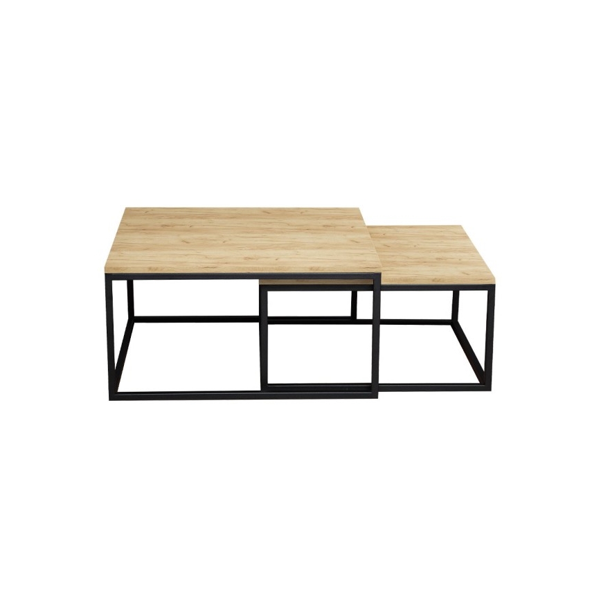 SET 2x Coffee table DUAL golden oak/black